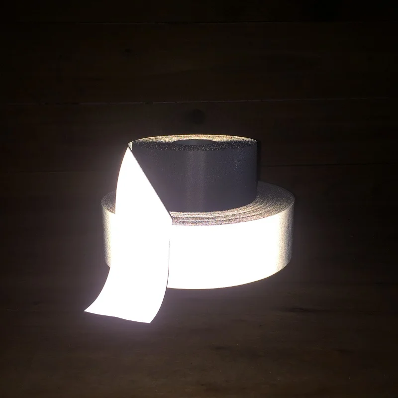 Polyester Grey Silver Reflective Strip Sticker Raincoats Backpacks Night Warning Adhesive Reflector Tape