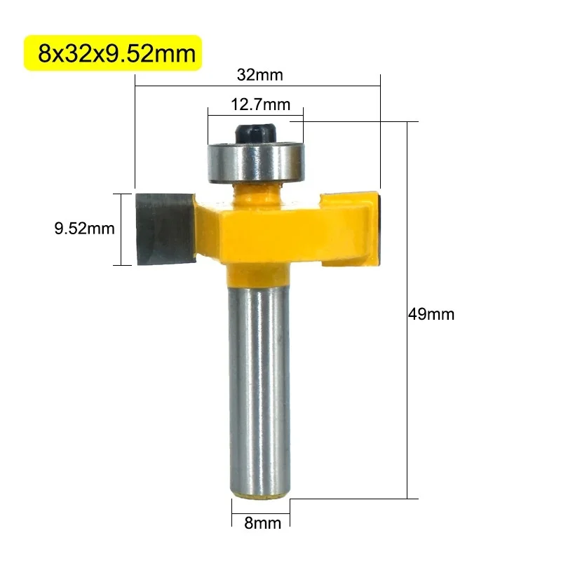 Lavie 1pc 8mm Shank T-Sloting Router Bit Bit with Bearing Wood Slot Milling Cutter T Type Rabbeting Woodwork Tool for Wood