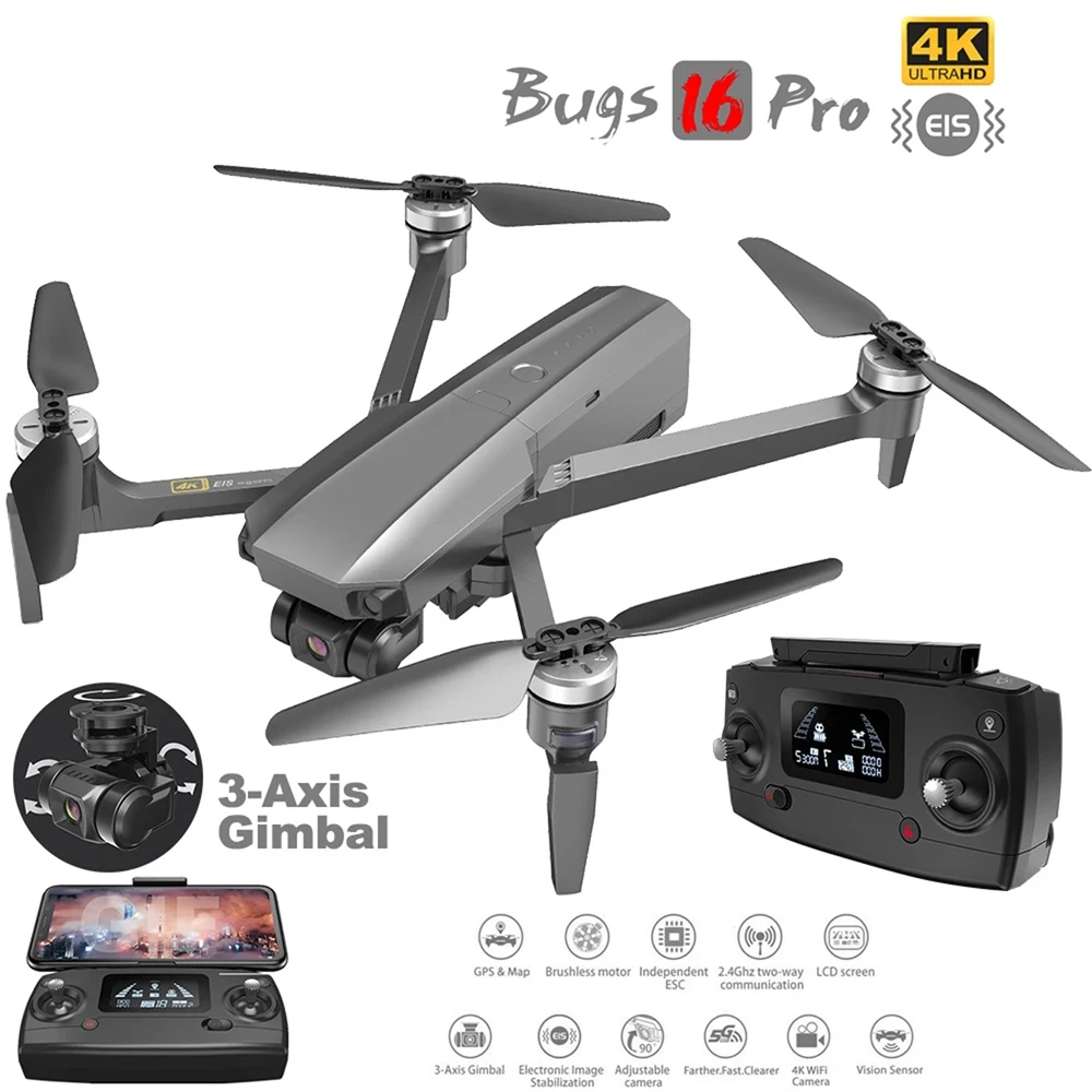 

Professional MJX Bugs16 Pro Drone 4K 3-Axis Anti-shake EIS Optical Flow GPS Brushless Motor RC Quadcopter with camera