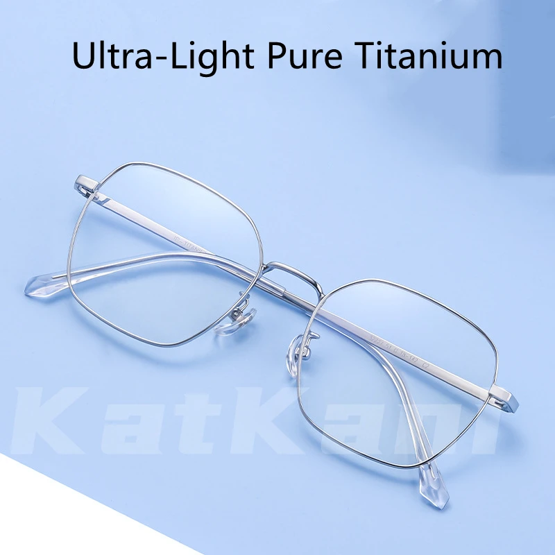 KatKani Retro Titanium Polygonal Glasses Frame For Men And Women Ultralight Decorative Optical Prescription Glasses Frame K32227