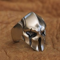 LINSION Cupronickel Horsemen of Apocaly Ring Mens Biker Rock Punk Helmet Ring CP08 US Size 7~15