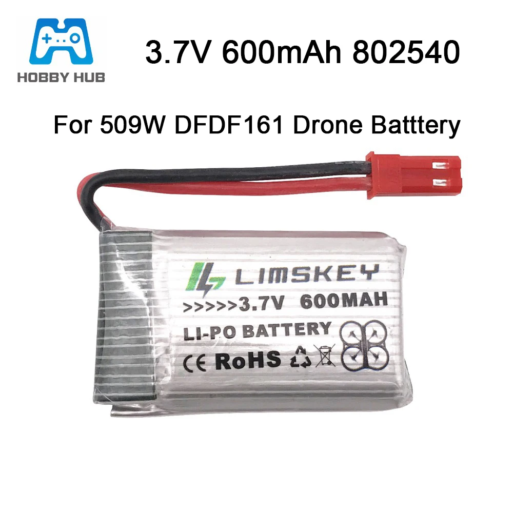 3.7V 600mAH Lipo Battery For 509W DFDF161 Remote control helicopter 3.7 V 600 mAH 3.7 Lipo battery JST plug 802540 30C