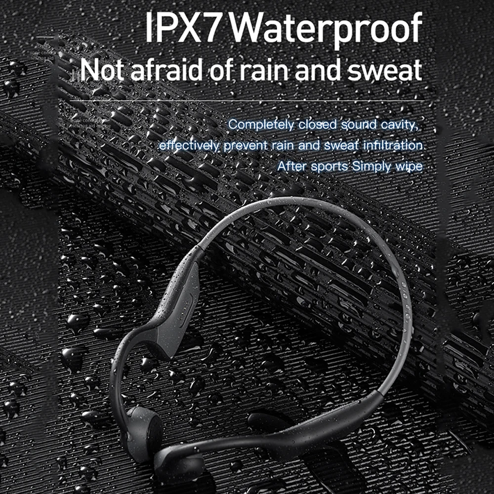 AIKSWE 뼈 전도 헤드폰 IPX7 방수 블루투스 무선 스포츠 이어폰 32GB/MP3 음악 플레이어 헤드셋 실행