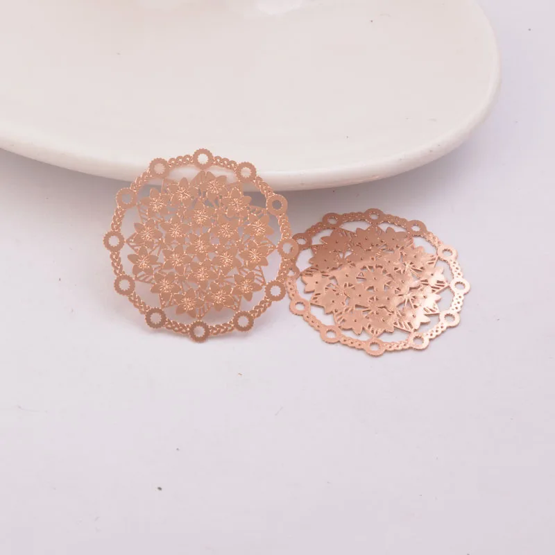 50 Stück AB4136 30mm Runde Blumen-Verbinder aus Metall-Messing für Schmuck- und Ohrring-Zubehör – Detail 6
