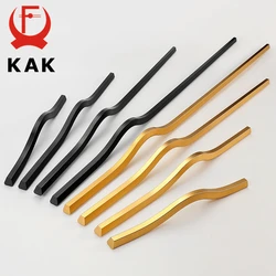 KAK Black Cabinet Knobs Handles Gold Aluminium Alloy Kitchen Handle Wardrobe Cupboard Door Pulls Long Furniture Handle Hardware