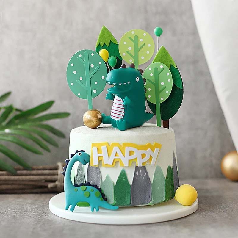 Cartoon Baby Dinosaur Cake Topper Dinosaur Jungle Safari Birthday Party Decor Boy Dinosaur Animals Cake Decor Jurassic World