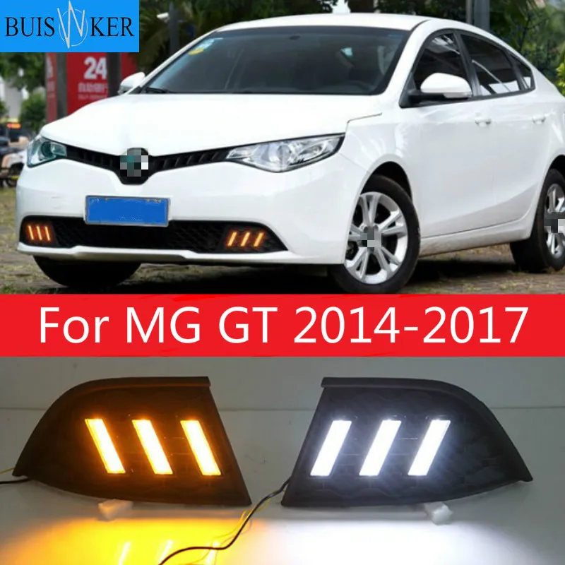 

2pcs Car Styling 12V Day Light for MG GT 2014-2017 Daytime Running Light LED White Turn Signal Light Amber Fog Lamp