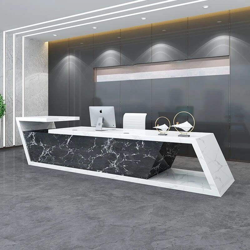 Lacquer front desk reception counter imitation marble hotel bar beauty salon cashier office hall