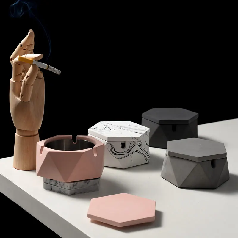 Nordic Geometry Concrete Ashtray Home Cement Portable Ashtray Cigar Ashtray cendrier de poche popielniczka cenicero coche