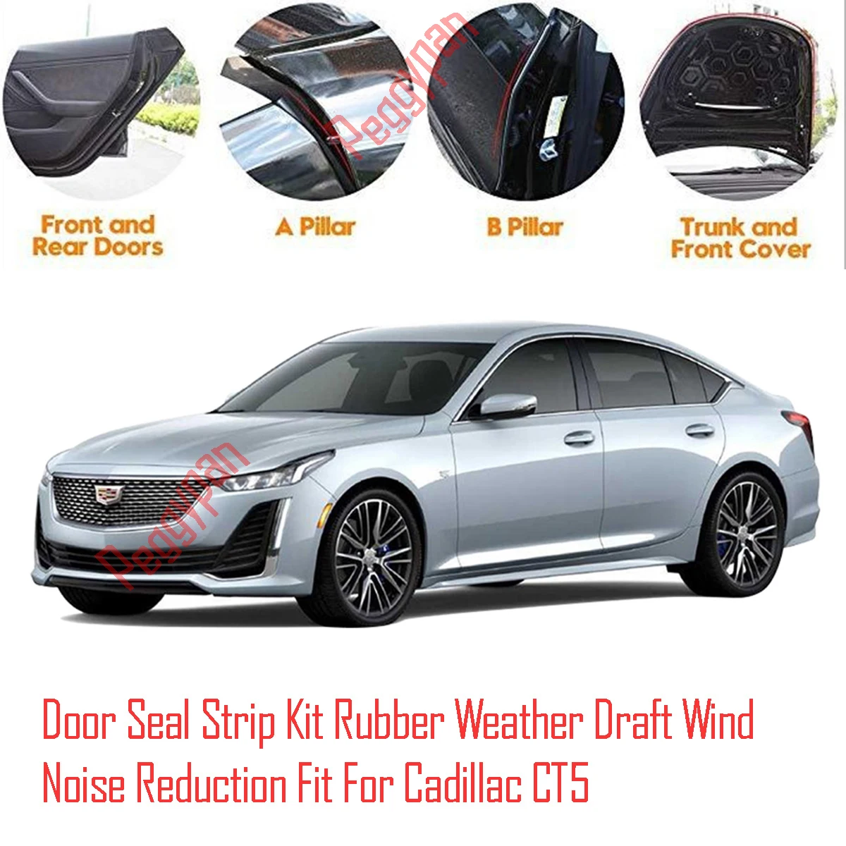 Door Seal Strip Kit Self Adhesive Window Engine Cover Soundproof Rubber Weather Draft Wind Noise Reduction Fit For Cadillac CT5