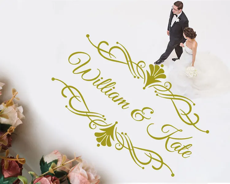 Personalized Name Wedding Dance Floor Decal Vinyl Sticker Wedding Decor Monogram Flower Petal Art Boda Party Large Size WE33