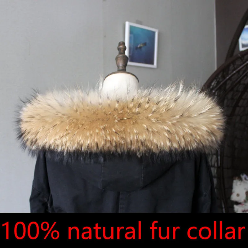 2022 New luxury natural fur collar 60cm 65cm 70cm 75cm 80cm Winter Warm Shawl Fur Collar Scarves Oversized Neck Cap