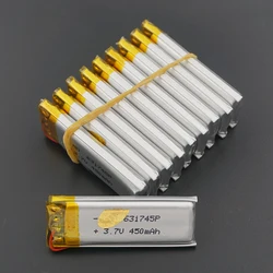 10pcs 3.7V 450 mAh 631745 Polymer Li Lithium Lipo Battery For MP4 Music Player Camera GPS Driving Recorder Speaker