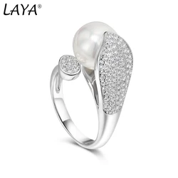 Laya Shell Pearl Ring For Women Pure 925 Sterling Silver High Quality Clear Cube Zirconia Luxury Jewelry 2021 Trend