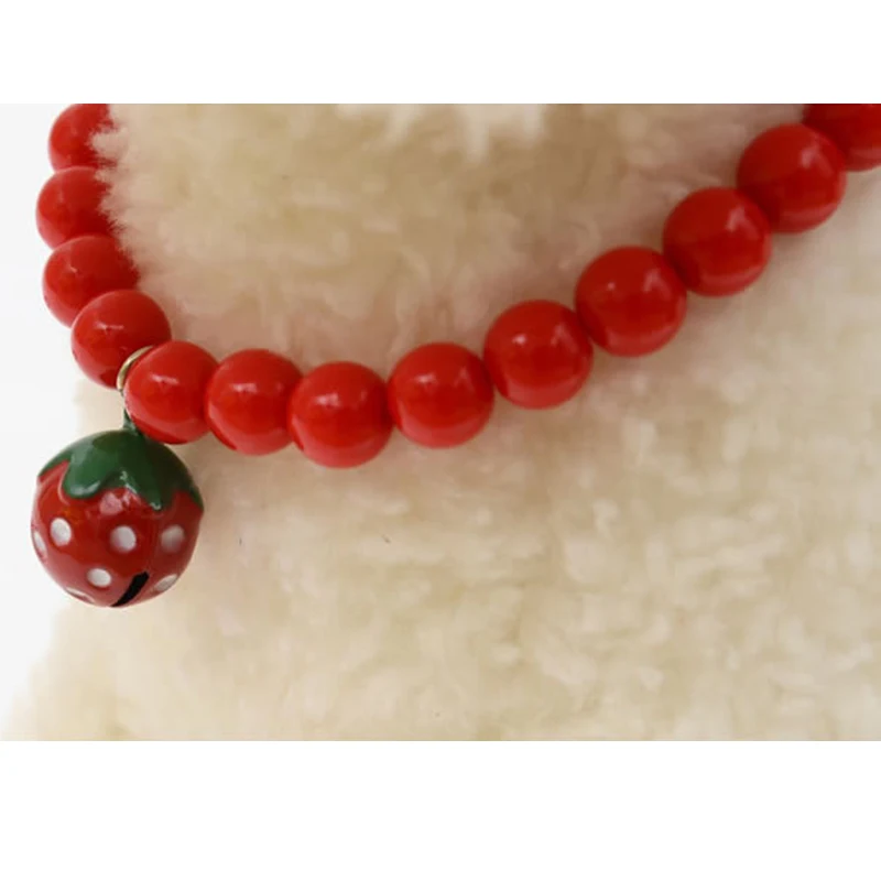 Bowknot Pet Dog Cat Collar Strawberry Bell Bead Pet Necklace Dog Necklace for Cat Puppy Dogs Cats Supplies Pet Decor