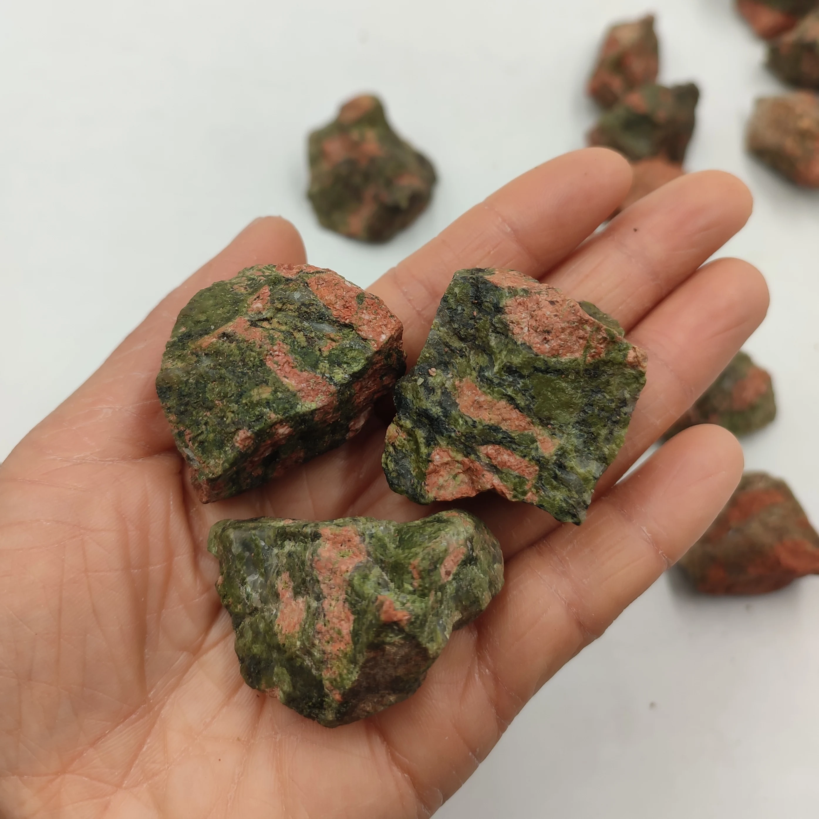 

1pc Natural Rough Unakite Gemstone Mineral Specimen Crystal Reiki Healing Loose Irregular Shaped Raw Stones