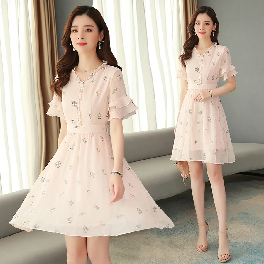 2022 Vintage Bông Hoa Màu Hồng Voan Gợi Cảm Câu Lạc Bộ Mini Xuân Hè Mới Ngọt Ngào Bãi Biển Sundress Nữ Bodycon Đảng Đầm Vestido