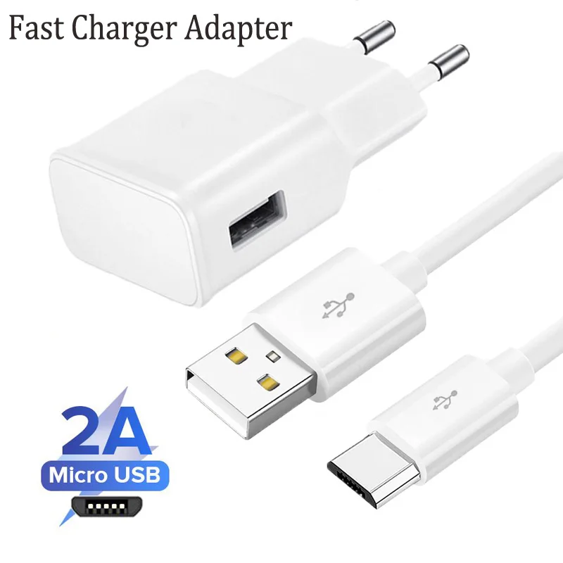 EU Plug Fast Charger Adapter Micro USB Charging Cable For Xiaomi Redmi 3 3S Note 3 4 5 6 Pro 4X 4A 5A 6A Samsung J330 J530 Cords