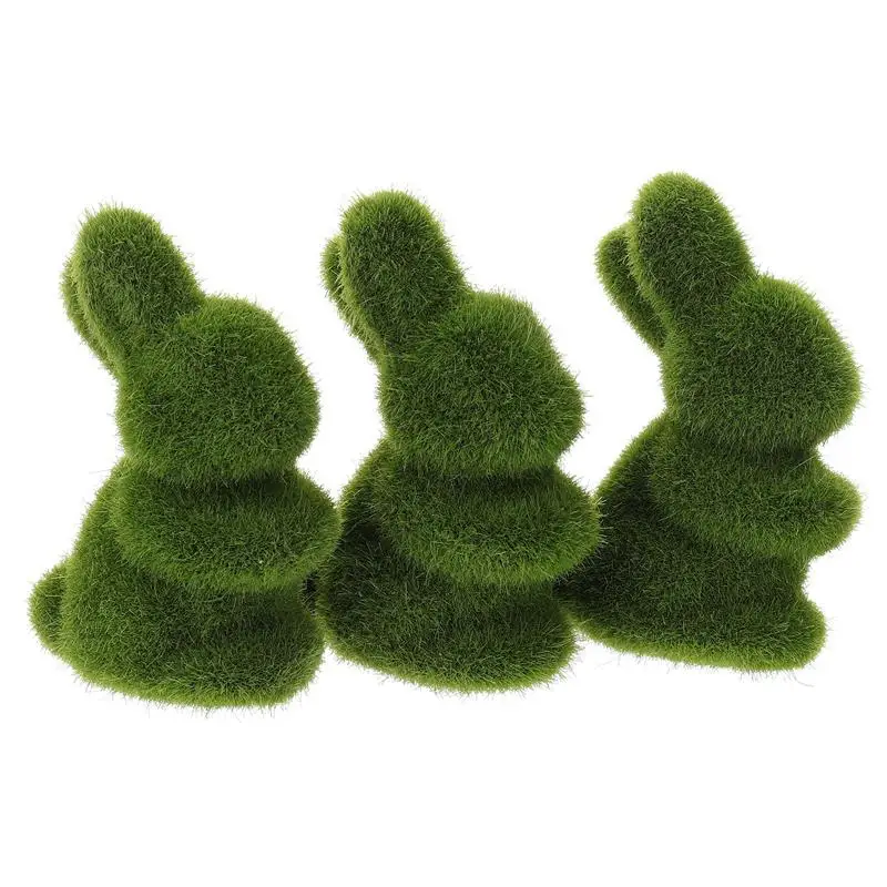 Rabbit Easter Turf Grass Bunny Green Crafts Adornment Decor Adorable Ornament Funny Figurine Imitated Animal Artificial