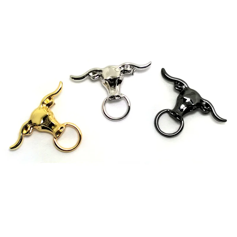 Metal Alloy Longhorn Steer Bull Head Charm Bar Pin Brooch Fashion Eyeglasses Holder Badge Unisex Ornament jewelry