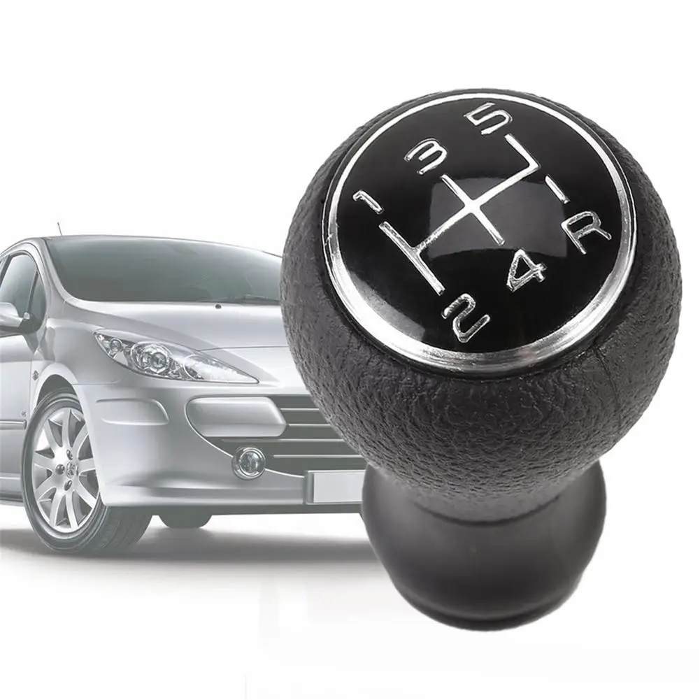 ABS+leather 5 Speed Manual Car Gear Shift Shifter Knob For CITROEN C1 C3 C4 / For PEUGEOT 106 107 205 206 207 306 307 308 309