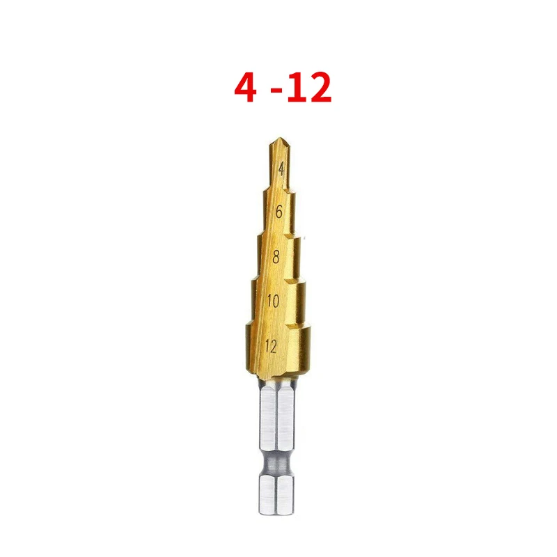 HSS Titanium Bor Bit 4-12 4-20 4-32 Pengeboran Alat Listrik Logam Baja Kecepatan Tinggi Kayu Lubang Pemotong Kerucut Pagoda Langkah Bor