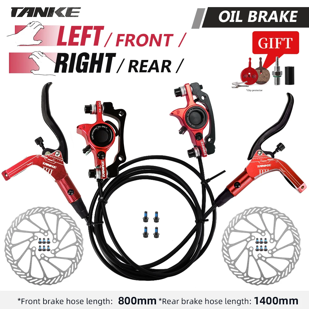 TANKE MTB Fiets Hydraulische Schijfrem Set 160mm Rotors Olie Remklauw Plaat Voor Achter Mountainbike Klem 22.2mm handvat EEN Pijler