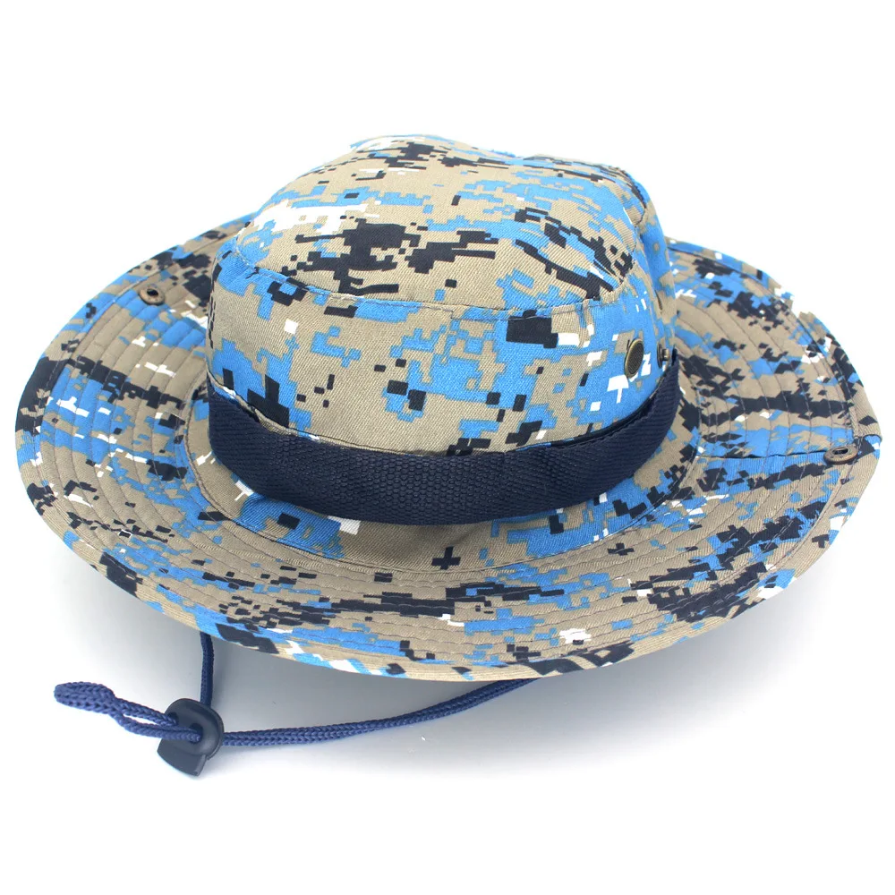 Bucket Hat Safari Boonie Hat Navy Blue Men\'s Panama Fishing Cotton Outdoor Unisex Women Summer Hunting Bob Sun Fisherman Hats