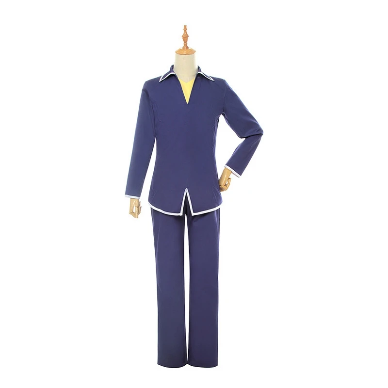 Anime Fruits Basket Soma Yuki Kyo Cosplay Costume JK School Uniform Man Boy Blue Long Sleeve Shirt Pants Suits Cos Accessories