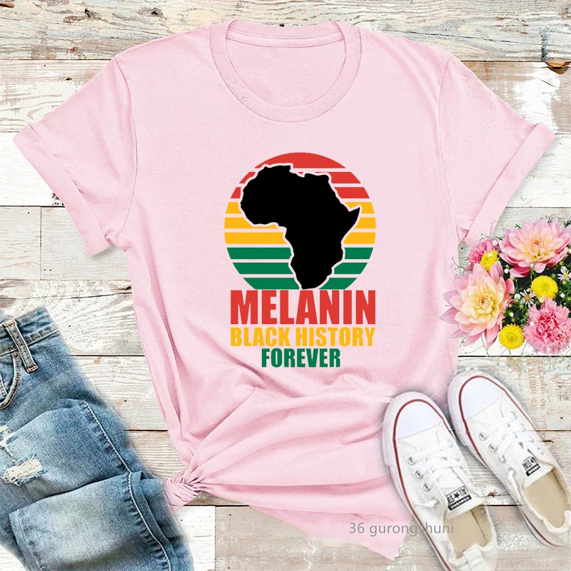 

New Africa Melanin Black History Forever T Shirt Black Girl Black Queen T-Shirt Women Clothes Female Clothing 90s Top T-Shirts