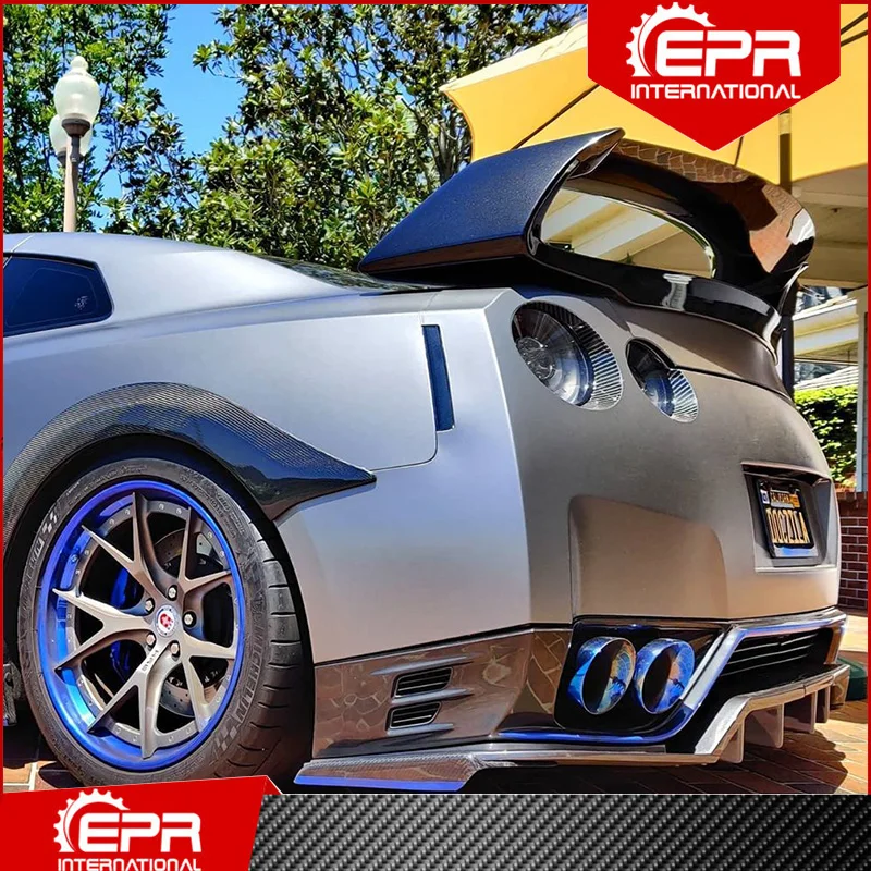 For R35 GTR Aumse Style Rear Spoiler Trim R35 Fiberglass AM Trunk Wing Boot Lid Racing Body Kit For R35 GT-R