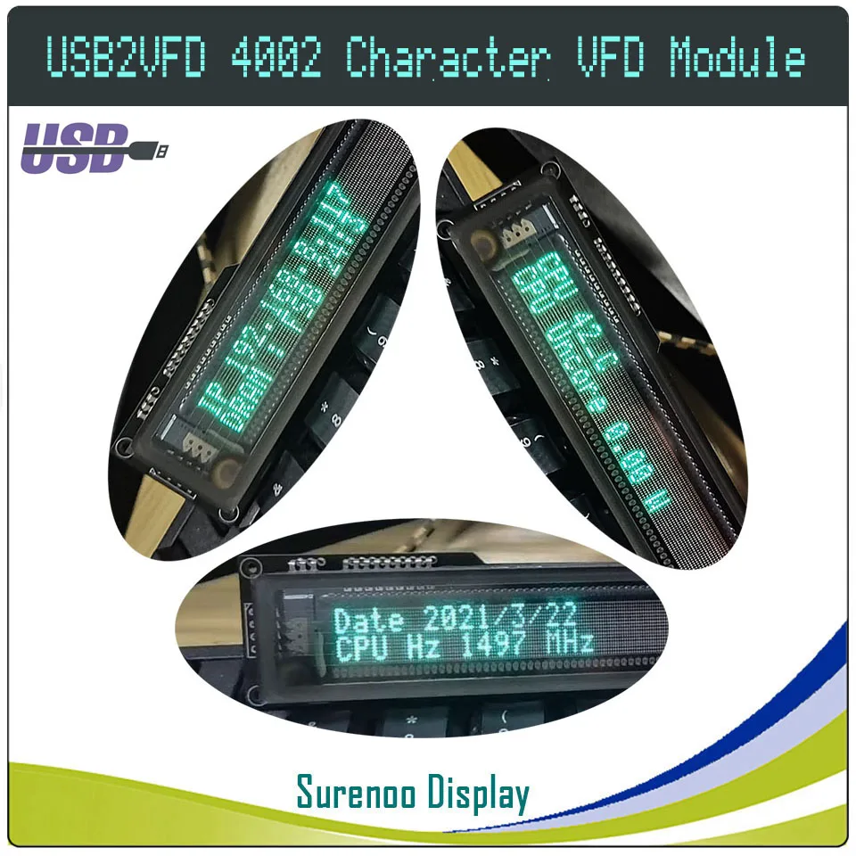 LCD2USB 4002 40X2 402 USB VFD Display LCD Module Screen Panel USB2LCD USB2VFD support AIDA64 for DIY PC