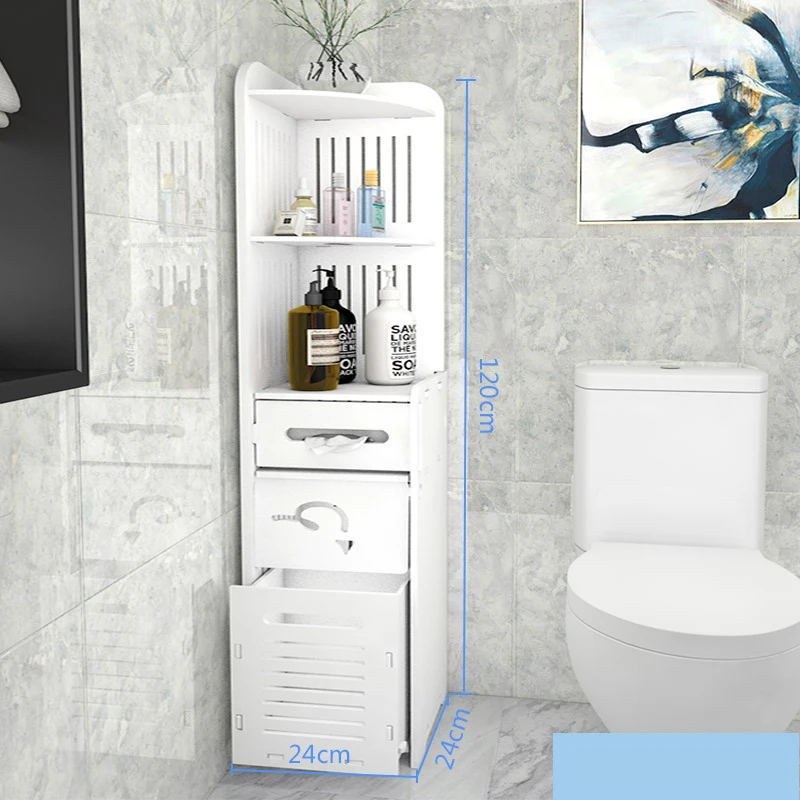 Floor Type Toilet Vanity Side Cabinet Wood Glue Board Waterproof Bathroom Storage Cabinet Multifunctional Tissue Storage Rack