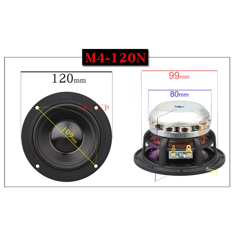 HIFIDIY LIVE hifi 4~6.5Inch120/153/182mm Pure Midrange Full frequency speaker unit 8OHM 50W100W 120W midbass loudspeaker M4/5/6N