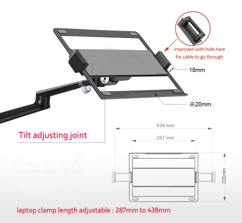 OL-3L/3T Soporte Portátil Aluminio Ajustable 10-17" - imagen 4