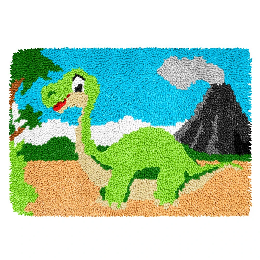 Latch hook kit do it yourself Carpet embroidery set Foamiran for needlework Embroidery smooth sets Dinosaur Canvas plastic