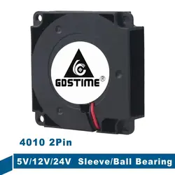 Gdstime-ventilador de refrigeración para impresora 3D, dispositivo Turbo de 40mm, 4010, 5V, 12V, 24V, 40x40x10mm, manga/rodamiento de bolas, 4cm, 2 uds.