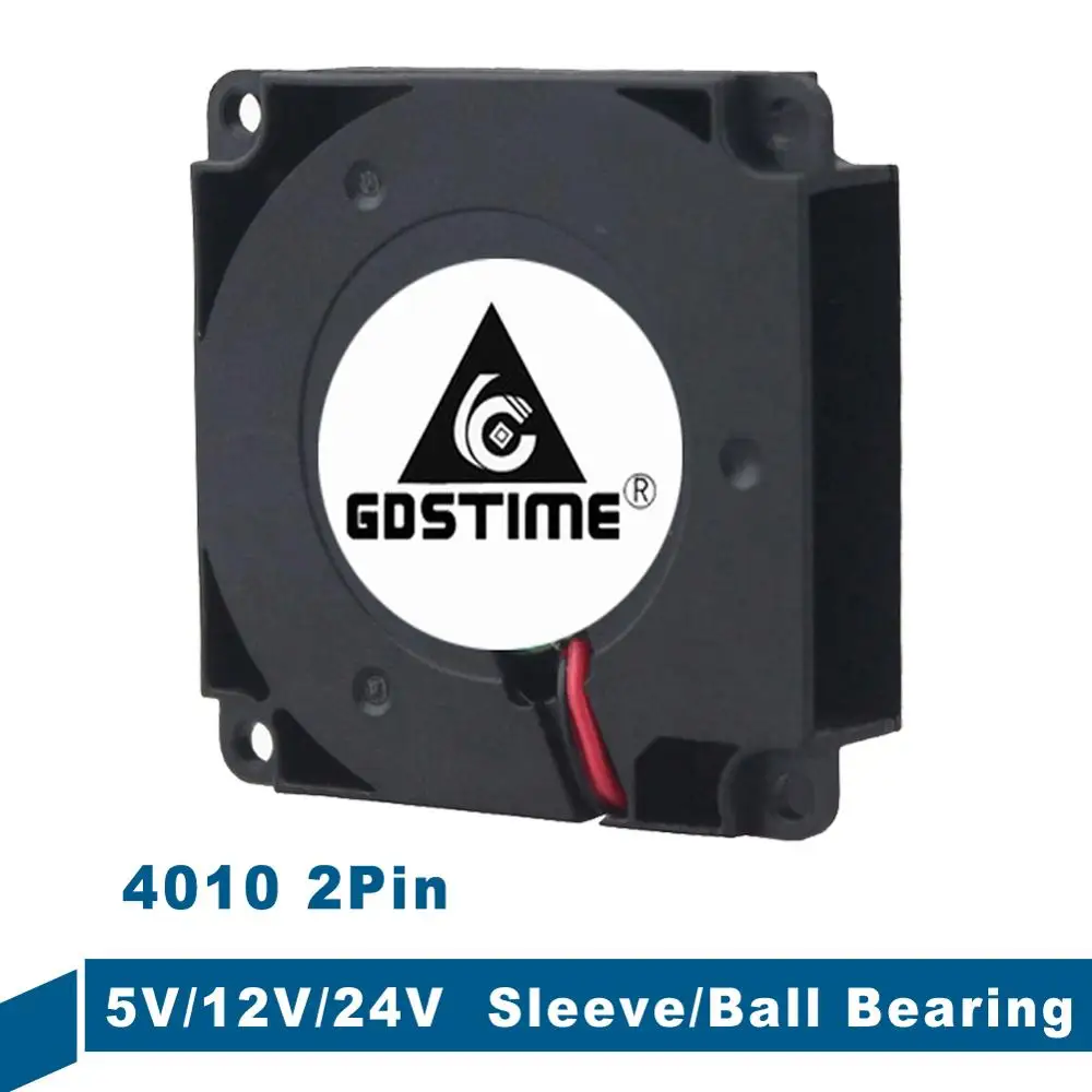 2 szt. Gdstime 40mm 4010 Wentylator dmuchawy 5V 12V 24V 40x40x10mm 4cm Wentylator chłodzący z tuleją/łożyskiem kulkowym DC Turbo Blower Fan do drukarki 3D