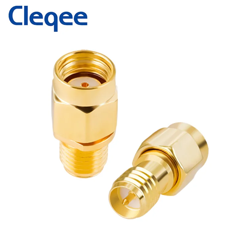 Cleqee 2pcs RF Connector RP-SMA Male Female To RP SMA Female Male Connector Coaxial Coax Adapter