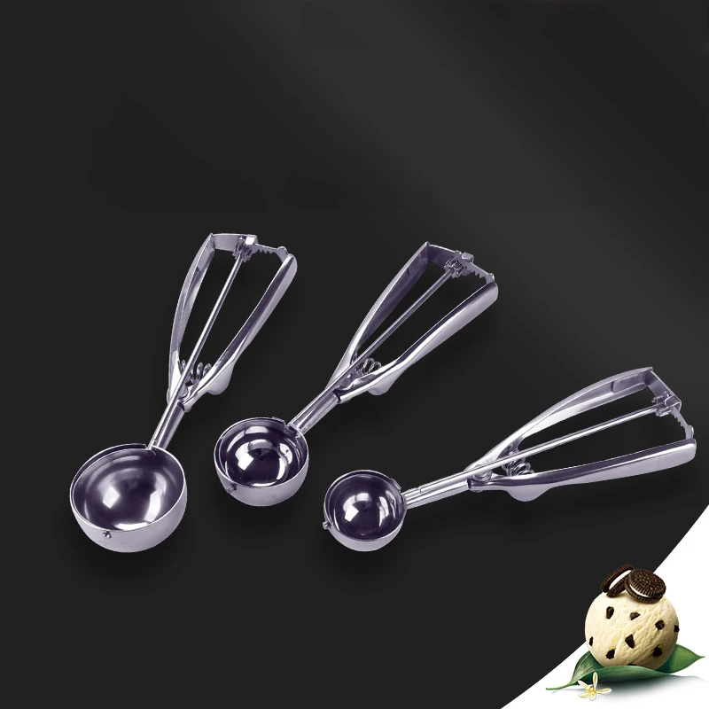 4/5/6CM Ice Cream Spoon Cookie Scoop Fruit Spoon Ice Cream Watermelon Spoon Dig Ball Dessert Tool Stainless Steel Spring Handle