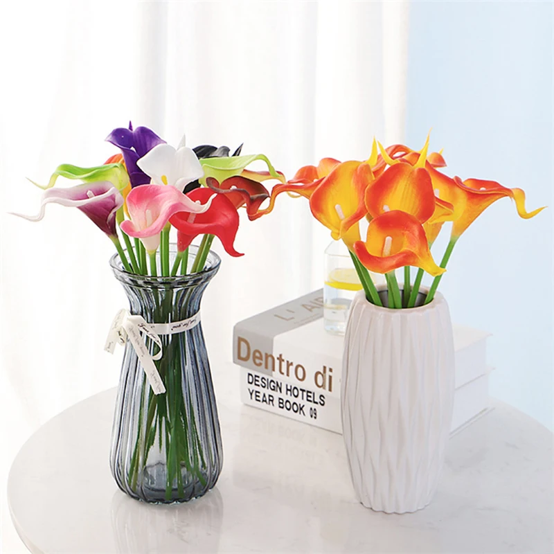 1 PC New Arrival 1pcs Artificial flowers PU Real Touch 10colors Mini Calla Lily for wedding decoration party supplies