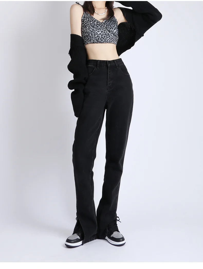 2021 summer new women's high waist loose straight flared mopping pants