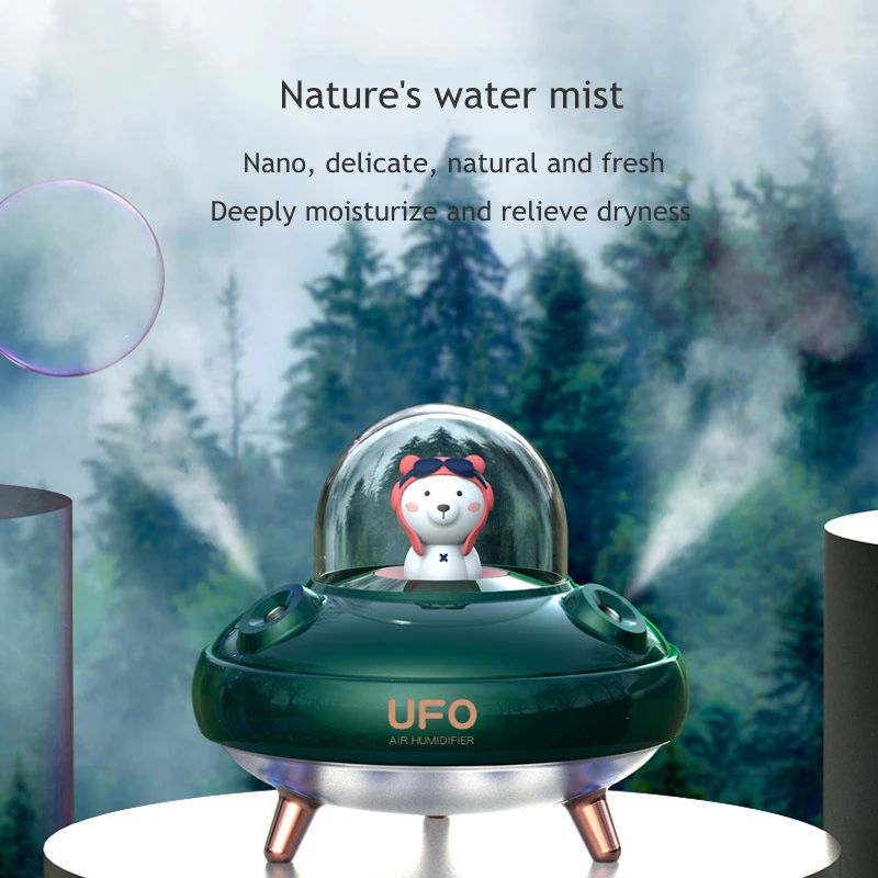 Dual Düsen Drahtlose Luftbefeuchter Ultraschall USB Nebel Maker Fogger Aufladbare UFO Cartoon Bär Wasser Diffusor Humidificador