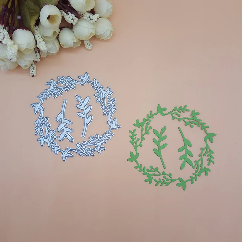 Wreath Round Circle Leaves Leaf Cutting Dies Knife Mold for Scrapbooking Dies Metal Embossing Stamps and die for Card Making DIY