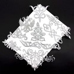 5Pcs Silver Retro Iron on Appliques in Garments Steamers Clothing Embroidery Patch Fabric Sticker Iron On Patch Craft Sewing