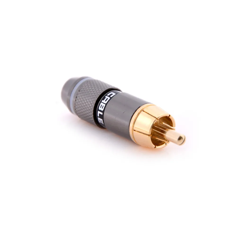 Zlinkj 4 pçs/lote alta qualidade chapeamento de ouro rca conector rca macho plug suporte 6mm cabo atacado
