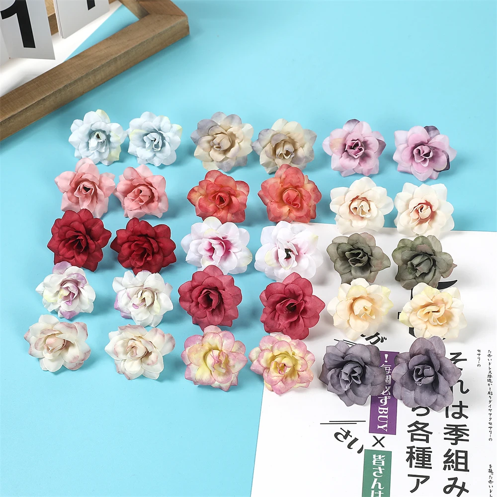 10/20/30Pcs Artificial Flowers Silk Rose Head For Home Decor Wedding Wall Decorations DIY Christmas Garland Scrapbooking Craft