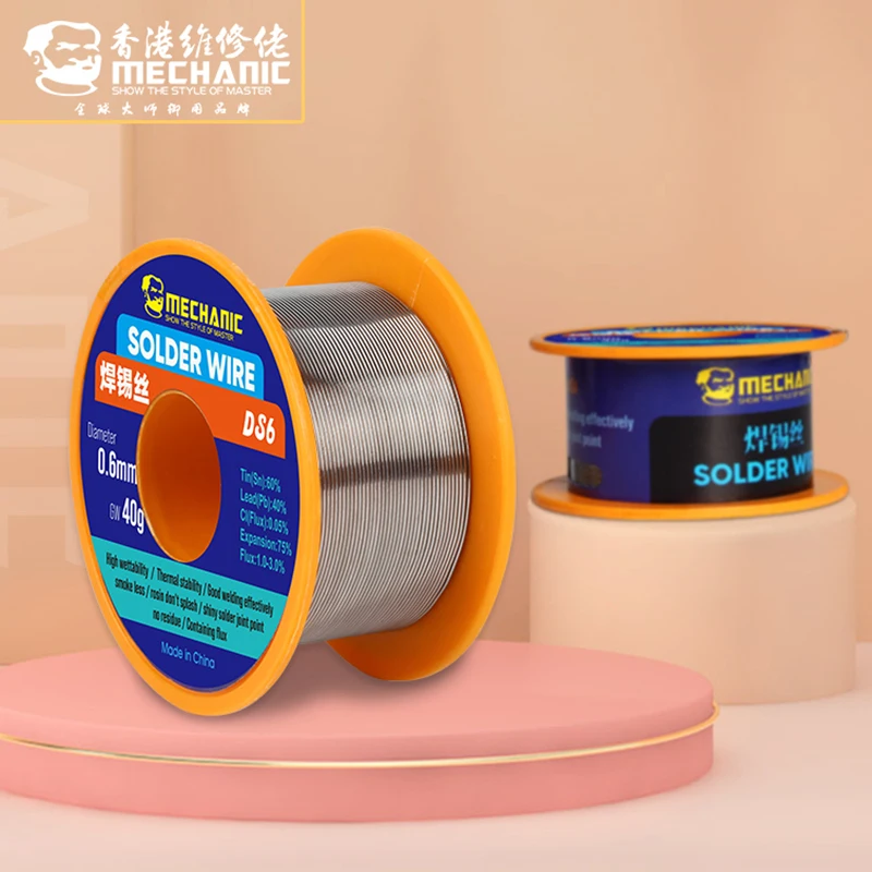 MECHANIC Rosin Core Soldering Wire No-Clean 40g 0.3/0.4/0.5/0.6/0.8mm Solder Tin Wire Welding Flux 1.0-3.0% BGA Rework Tools