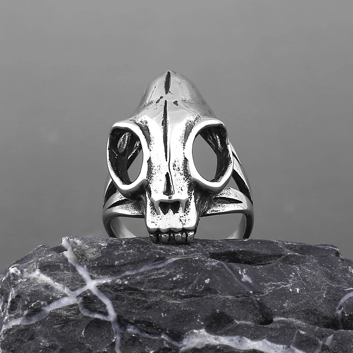 316L Stainless Steel Animal Skull Men\'s Ring Domineering Hip-hop Punk Gothic Locomotive Gift Wholesale