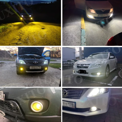 Imagen 2 del producto 2 uds 2000Lm CANBUS H8 LED amarillo blanco HB4 H10 H11 luces antiniebla Led H16JP bombilla LED lámpara de conducción de coche para Toyota Skoda Ford Lada